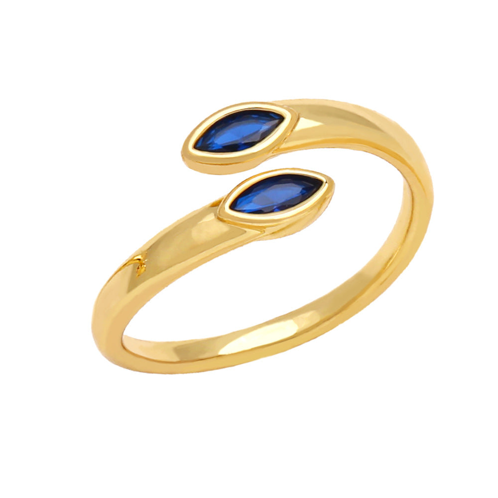 Wholesale Adjustable Color Zircon Gold Plated Copper Ring
